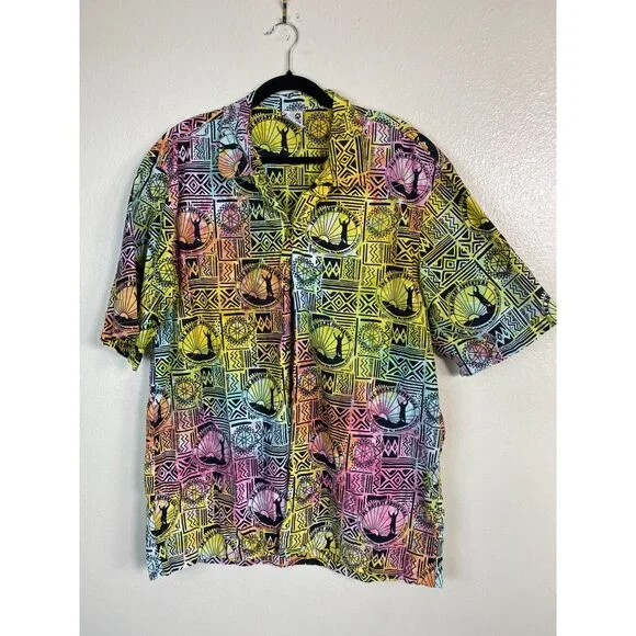 Wet Dog Mens Short Sleeve Hawaiian Shirt 2X‎ Colorful Geometric Tribal Design - Picture 12 of 13